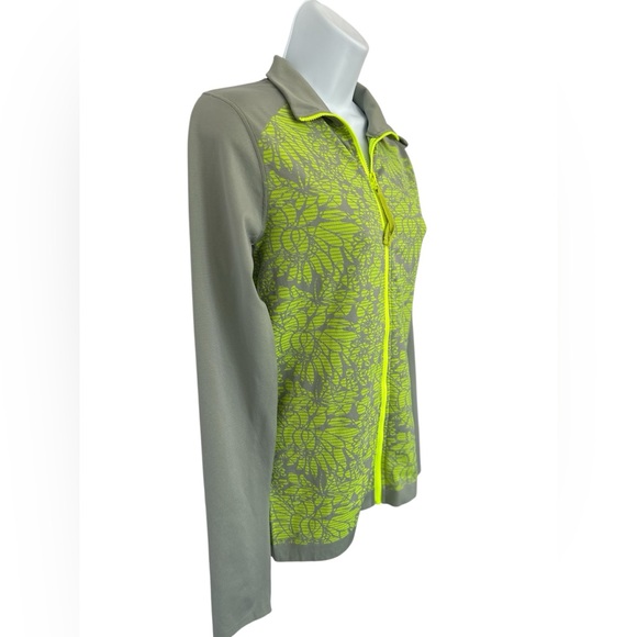 💚 EUC Fabletics Nanette Neon Green & Gray Floral Full-Zip Jacket | Women’s Small - Picture 6 of 13